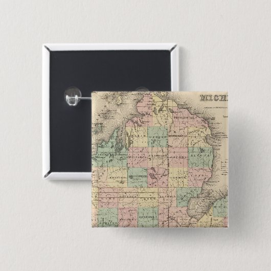 Michigan 3 vierkante button 5,1 cm (Voorkant /achterkant)