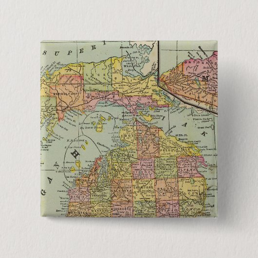 Michigan 3 vierkante button 5,1 cm (Voorkant)