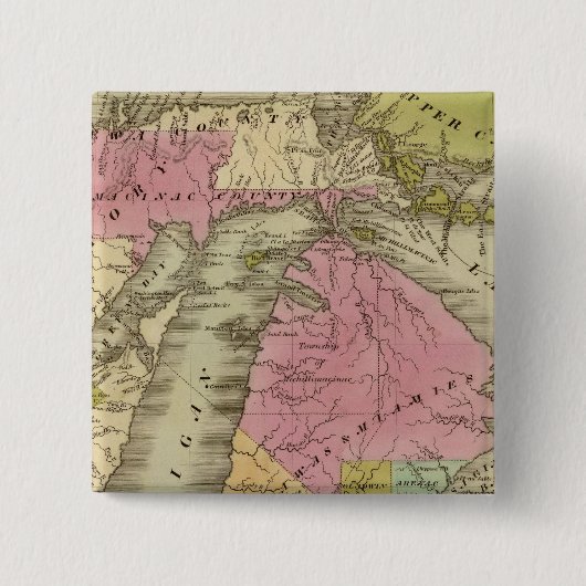 Michigan 5 vierkante button 5,1 cm (Voorkant)