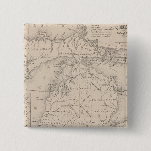 Michigan 9 vierkante button 5,1 cm (Voorkant)