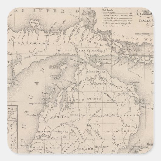 Michigan 9 vierkante sticker (Voorkant)