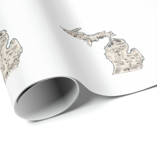 Michigan  Afbeelding Map Cadeaupapier (Rol Hoek)
