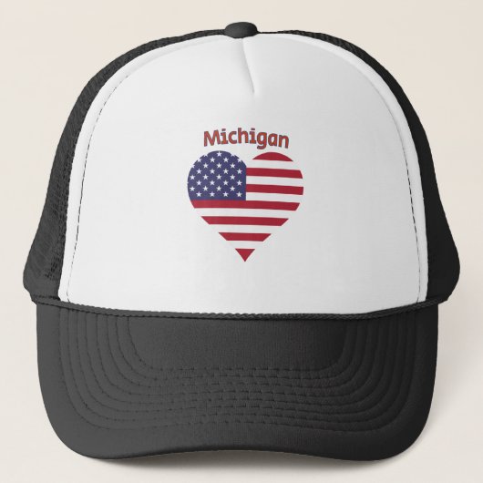 Michigan American Flag Heart Trucker Pet (Voorkant)