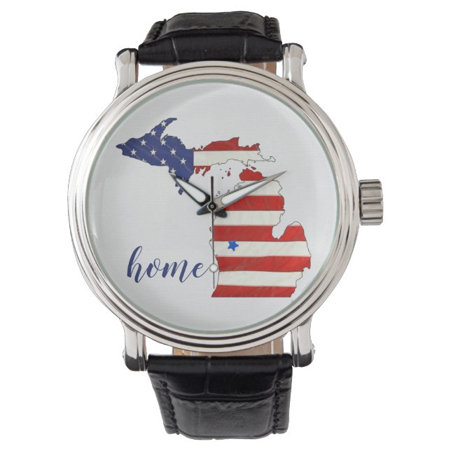 Michigan American Flag Horloge (Voorkant)