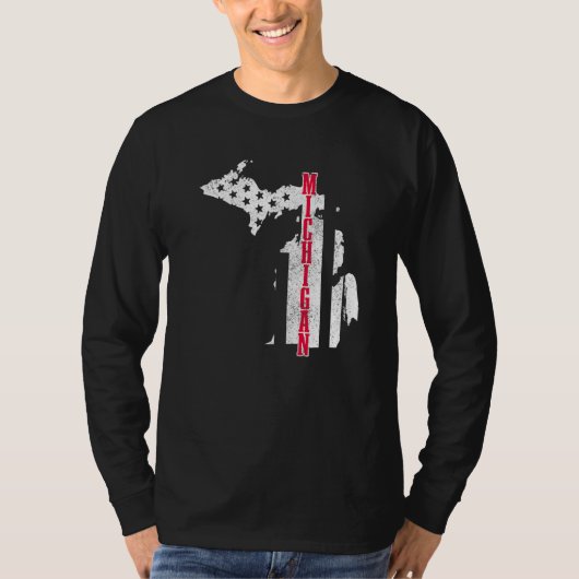 Michigan American Flag Map Pride Patriotic 4th of T-shirt (Voorkant)