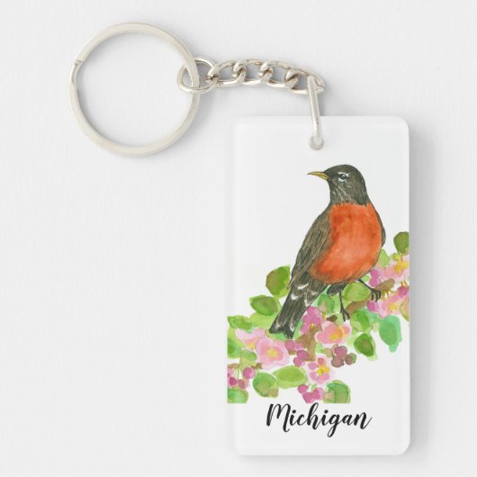 Michigan American Robin State Bird Sleutelhanger (Voorkant)
