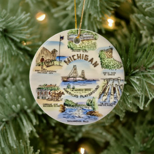 Michigan America's Playground Keramisch Ornament