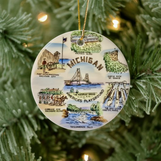 Michigan America's Playground Keramisch Ornament (Boom)