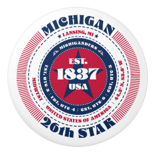 Michigan Amerikaanse staat rood wit blauw typograf Keramische Knop