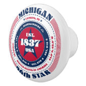Michigan Amerikaanse staat rood wit blauw typograf Keramische Knop (Rechts)