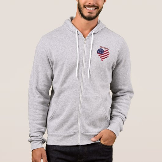 Michigan Amerikaanse Vlag Hart Hoodie (Voorkant)