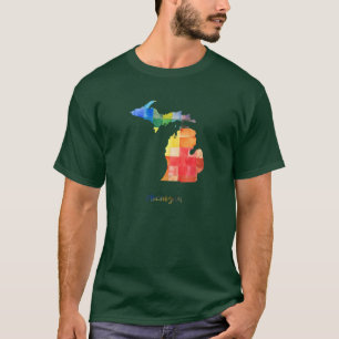 Michigan Aquarel Kaart Schildering T-shirt