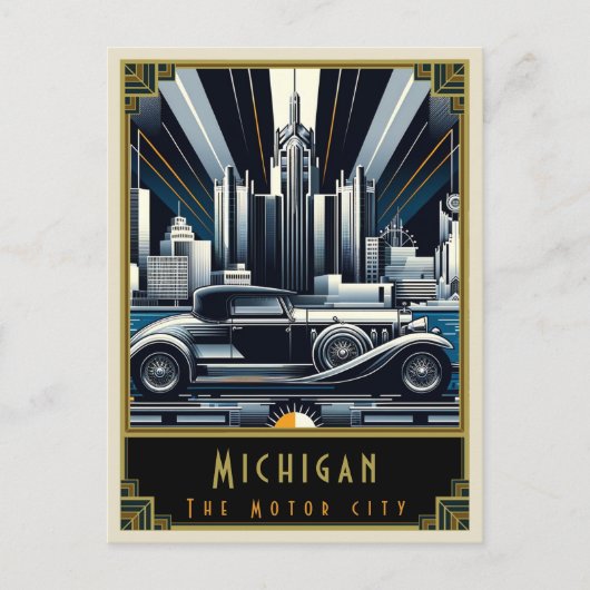 Michigan | Art. Deco Briefkaart (Voorkant)