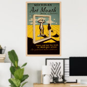 Michigan Art Month American  WPA-Poster Poster (Thuiskantoor)