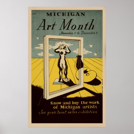 Michigan Art Month American  WPA-Poster Poster (Voorkant)
