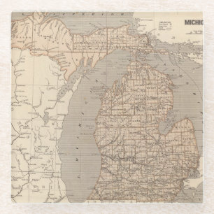 Michigan Atlas Map Glazen Onderzetter