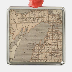 Michigan Atlas Map Metalen Ornament