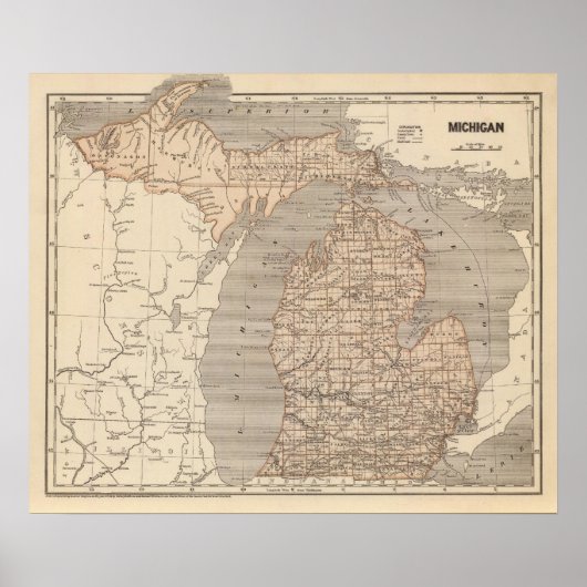 Michigan Atlas Map Poster (Voorkant)