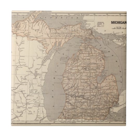 Michigan Atlas Map Tegeltje (Voorkant)