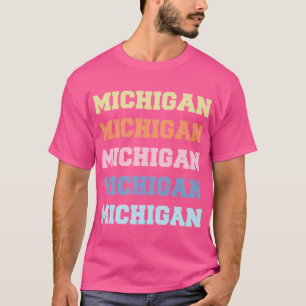 Michigan Atletische Stijl Bloklettering Staat Lief T-shirt
