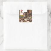 Michigan Avenue, Chicago door John Falter Vierkante Sticker (Tas)