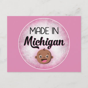 Michigan Baby Funny Pink African Black Briefkaart