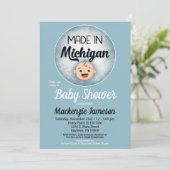 Michigan Baby shower Funny Blue Boys Kaart (Staand voorkant)