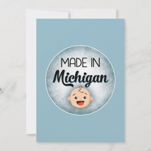 Michigan Baby shower Funny Blue Boys Kaart (Achterkant)