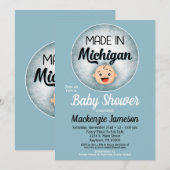 Michigan Baby shower Funny Blue Boys Kaart (Voorkant / Achterkant)