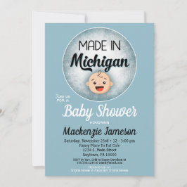 Michigan Baby shower Funny Blue Boys Kaart