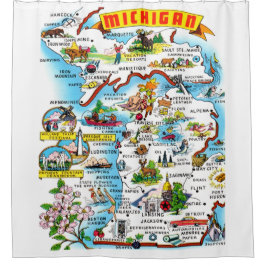 Michigan badkamer gordijn kaart