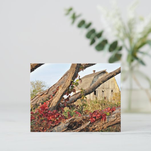 Michigan Barn en Herfst Color Briefkaart (Staand voorkant)