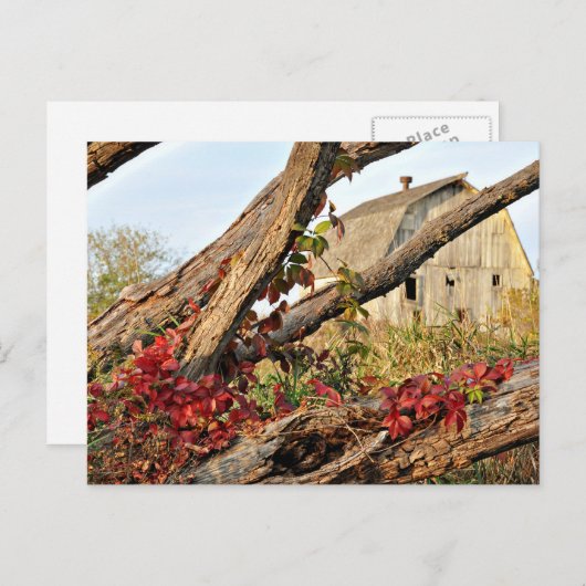 Michigan Barn en Herfst Color Briefkaart (Voorkant / Achterkant)
