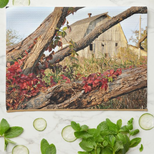 Michigan Barn in de Herfst - dubbelprint Theedoek (Gevouwen)
