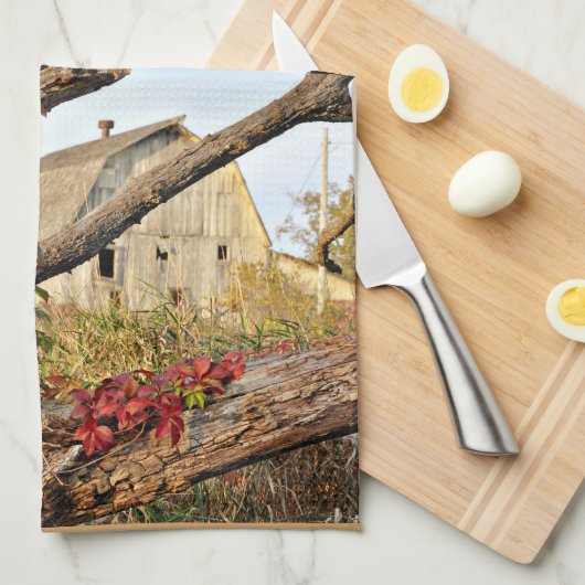 Michigan Barn in de Herfst - dubbelprint Theedoek (Quarter Fold)