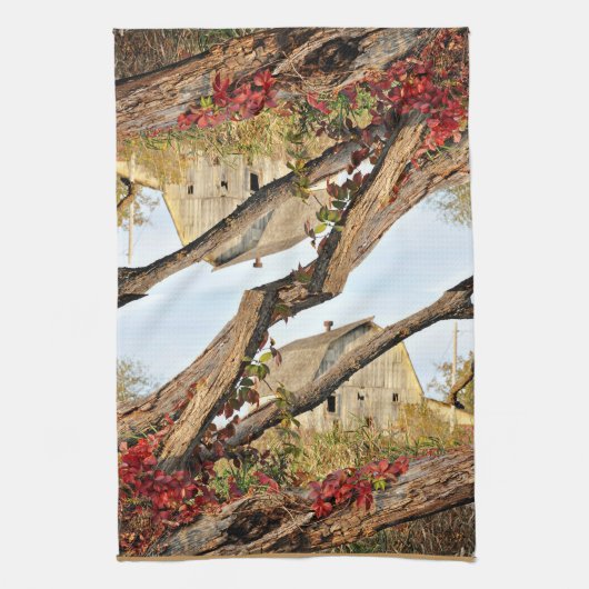 Michigan Barn in de Herfst - dubbelprint Theedoek (Verticaal)