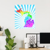 Michigan barst regenboogharten poster (Thuiskantoor)