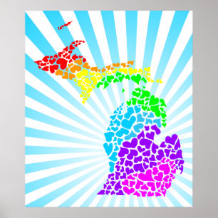 Michigan barst regenboogharten poster