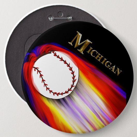 MICHIGAN BASEBALL RONDE BUTTON 6,0 CM (Voorkant /achterkant)
