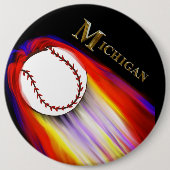 MICHIGAN BASEBALL RONDE BUTTON 6,0 CM (Voorkant)