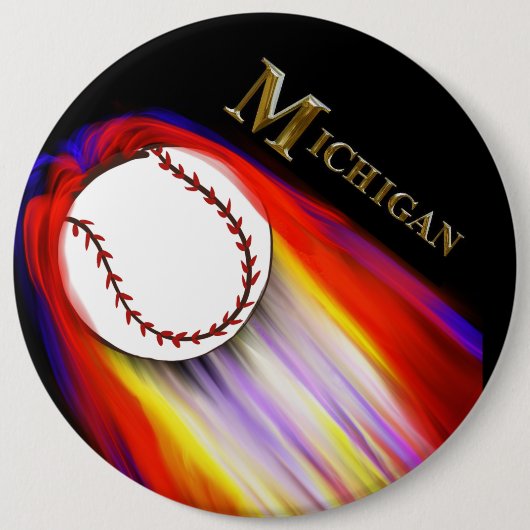 MICHIGAN BASEBALL RONDE BUTTON 6,0 CM (Voorkant)