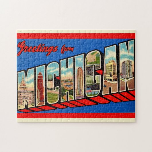 Michigan Bezienswaardigheden 11x14 Legpuzzel (Horizontaal)