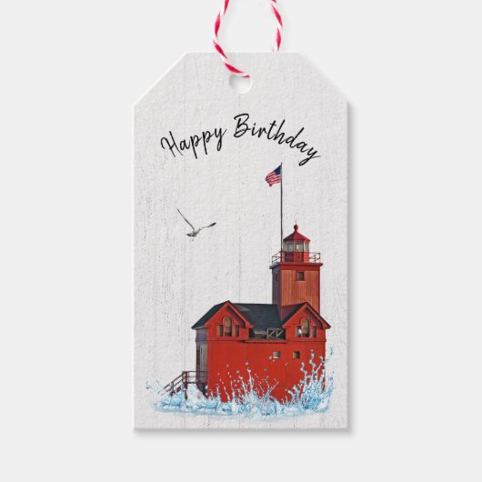 Michigan Big Red Lighthouse  Cadeaulabel (Voorkant)