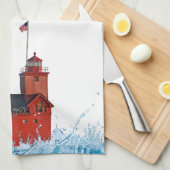 Michigan Big Red Lighthouse Theedoek (Quarter Fold)
