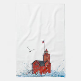 Michigan Big Red Lighthouse Theedoek