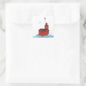 Michigan Big Red Lighthouse Vierkante Sticker (Tas)