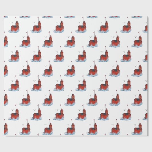 Michigan "Big Red" Vuurtoren Cadeaupapier (Vlak)