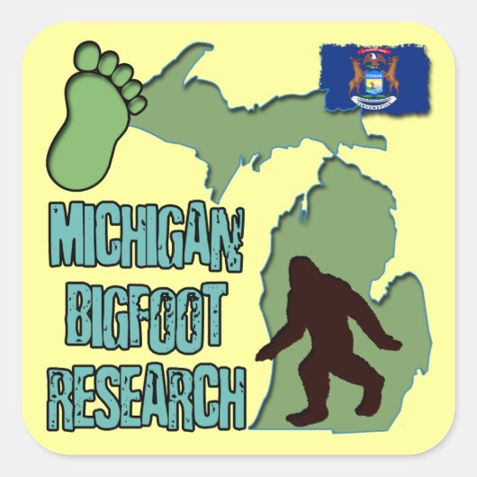 Michigan Bigfoot Research Vierkante Sticker (Voorkant)