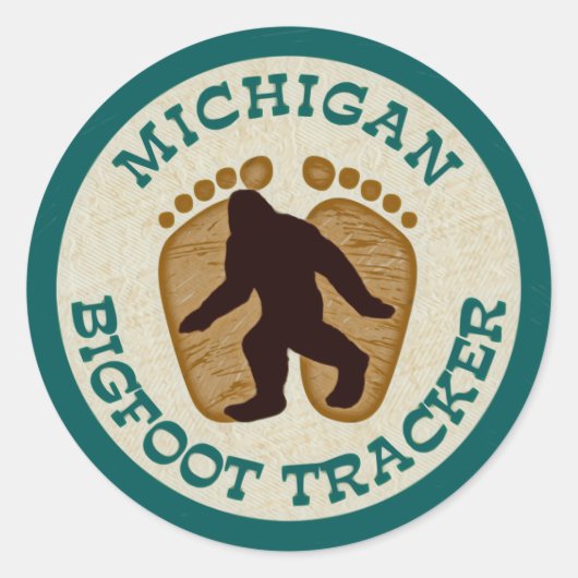 Michigan Bigfoot Tracker Ronde Sticker (Voorkant)