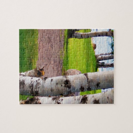 Michigan Birch Trees bij Lake Legpuzzel (Horizontaal)